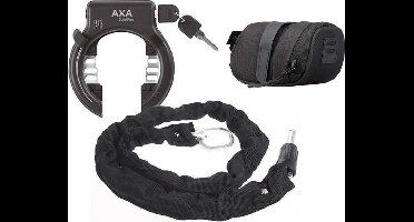 AXA Solid Plus ART2 fietsslot met 100cm insteekketting set met opbergtas - zadeltas ketting slot– Zwart
