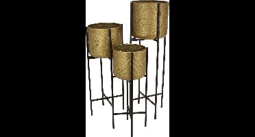 Wants&Needs Bloempot Leaf Metaal Goud 28 X 28 X 80 S/3