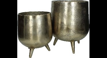 Wants&Needs Bloempot Aluminium Goud 25 X 25 X 32 S/2