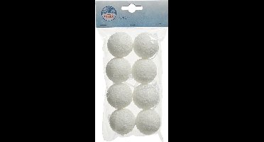 Decoris Sneeuwbal Foam Hang Wit dia4cm