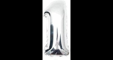 cijferballon 1 Zilver 16inch, 40 cm  KinderCrea