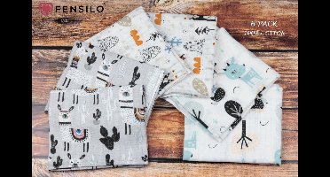 Hydrofiele Doeken - Hydrofiele Luiers - 70 x 80 cm - 6 pack - Grijs - Unisex- Dieren - Standard 100 by Oeko-tex®