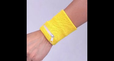 New Age Devi - Zweetbandjes - Polsbandje - Pols Zweetbandje - Met Rits - 8 x 8 CM - Geel - Perfect voor Sport en Fitness!