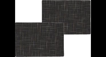 Wicotex Placemats Liso - 6x - zwart - 30 x 43 cm - anti slip laag en Teflon coating toplaag
