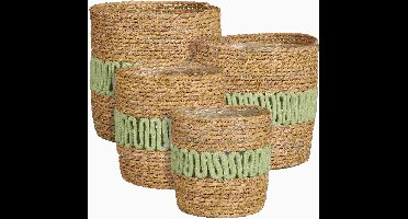 Mica Decorations Mand Fernandez - 25x25x25 cm - Zeegras - Licht Groen - Set van 4