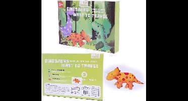 PIA Soft Toys - 3D Dinosaur DIY kit bruin - Triceratops - 23 x 16 x 3 cm