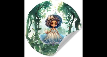 WallCircle® - Behangcirkel 30x30 cm - Muurstickers Prinses - Kasteel - Meiden - Bloemen - Muurcirkel - Kinderkamer accessoires - Decoratie babykamer - Wandcirkel zelfklevend