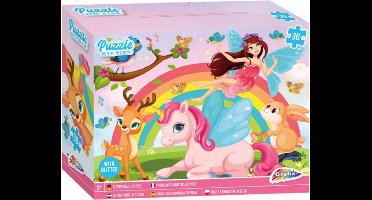 Glitter puzzel 30 stukjes unicorn/elf