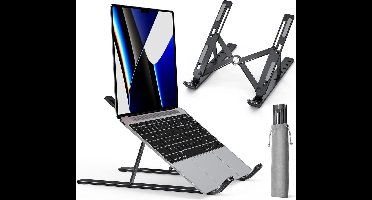 LitaLife Verstelbare Laptop Standaard – Ergonomisch, Opvouwbaar, Aluminium, Voor Laptops tot 17,6 inch Zwart