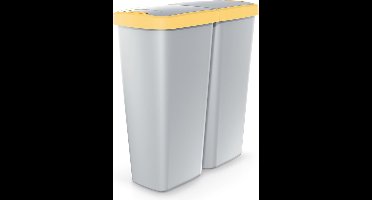 Keden Duo Prullenbak - Vuilnisbak 50L met Dubbel Deksel 55x25x57cm - Grijs