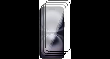 Screenprotector geschikt voor iPhone 16 - 3x Volledig Dekkend Gehard Glazen Tempered Glass Krasbestendige Screen Protector