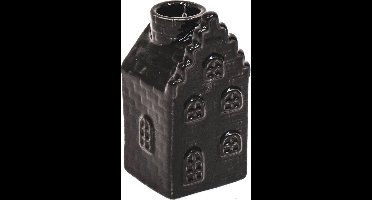 Housevitamin - kandelaar- keramiek - huis -zwart - 6x6x11 cm