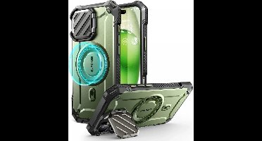 SUPCASE UB Pro MagXT Hoesje Geschikt voor Apple iPhone 16 Pro - Back Cover met Camera Protector Kickstand - Compatibel met MagSafe - Extra Camera Bescherming - Groen