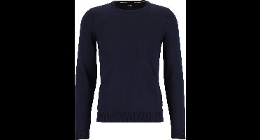 BOSS Leno heren trui wol - slim fit met O-hals - donkerblauw
