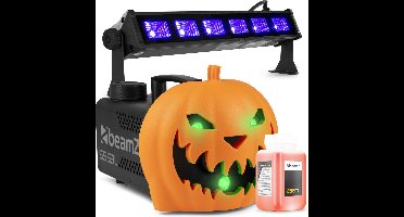 BeamZ Halloween rookmachine partyset - Met opklikbare pompoen - UV LED bar en lichteffecten
