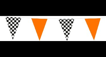Vlaggenlijn Zwart / Wit / Oranje Geblokt 10 meter - Vlaggenlijn Vlag Vlaglijn Festival Feest Party Feest Thema F1 Formule 1 Grand Prix