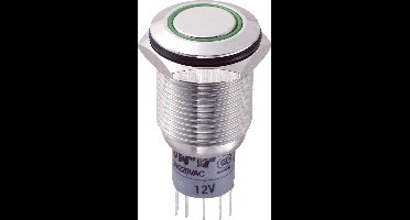 TRU COMPONENTS 701833 LAS2GQF-22E/G/12V/S/P Vandalismebestendige druktoets 250 V/AC 3 A 2x aan/(aan) Moment Groen 1 stu