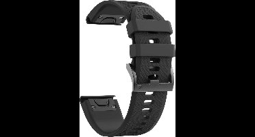 Band voor Garmin Fenix 6 / Fenix 6 Solar / Fenix 6 Pro / Fenix 6 Pro Solar / Fenix 6 Pro Sapphire - Zwart siliconen 22 mm QuickFit Phonillico®