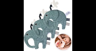 Funnies Speendoekje Ollie 3-Pack Stone Green - Set van 3 Zachte Speendoekjes - Knuffeldoekjes - Speenknuffels - 15x14 cm - Zacht en Comfortabel Doekje om de Speen aan te Bevestigen - Ideaal voor Troost en Gemak bij Baby’s