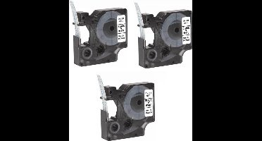 Label Tape Geschikt voor Dymo D1 45013 - Zwart op Wit | 12 mm x 7 m | S0720530 - 3 stuks - Geschikt voor: 100 100PLUS 120P 150 160 200 210D 220P 260P 280 300 350 350D 360D 400 400 Duo 420P 450 450D 450 Duo 500TS PnP Wireless