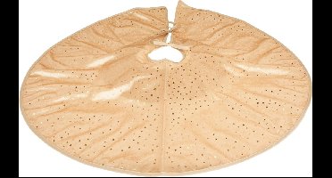 Home & Styling kerstboomrok - champagne/goud - 90 cm - polyester - rond - kerstboomrokken