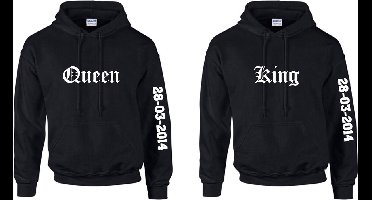 Hoodie set koppel King en Queen-Cadeau Valentijn Verjaardag-Trui met capuchon-Maat L