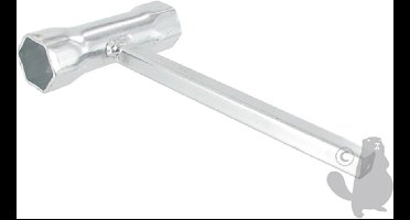 Combinatiesleutel, van zowel bougiesleutel (19 en 21 mm) en carterplugsleutel. Mannelijk 9,5 mm. Geschikt voor motoren van B&S