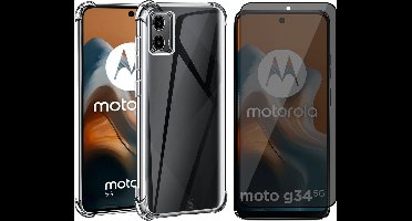 Hoesje geschikt voor Motorola Moto G34 - Privacy Screenprotector Volledig Dekkend Glas - Shockproof Transparant