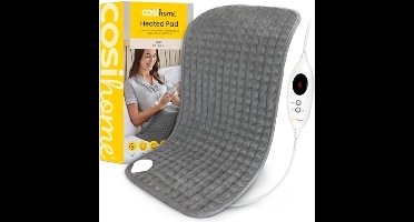 Verwarmingskussen, 60 x 30 cm, met microfleece overtrek, extra groot, machinewasbaar elektrisch warmtekussen met automatische uitschakeling en snelle verwarmingstechnologie, voor warmte en ontspanning, grijs