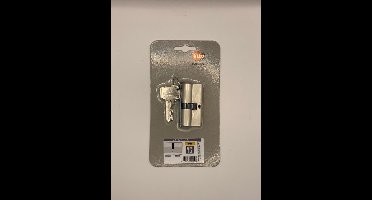 CILINDER, MESSING VERNIKKELD 65mm + 3 sleutels
