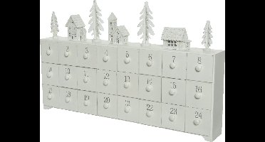Decoris Adventskalender huisje kerstboom wit H28cm