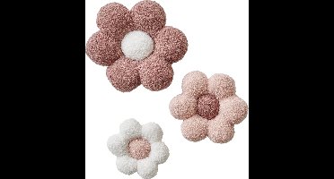 Vertbaudet Set van 3 bloemen met bouclestof