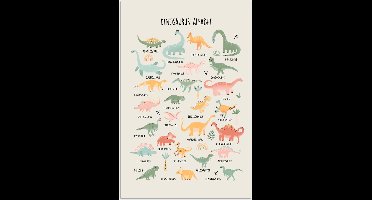 Poster 20x30 cm - Dinosaurus alfabet - Leren voor kinderen - Dino's - Educatief - Posters - Kamer decoratie accessoires - Wanddecoratie kinderkamer - Muurdecoratie babykamer