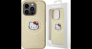 Hello - Kitty - Leren Kitty Head MagSafe hoesje voor iPhone - 13 - Pro - Max - goud