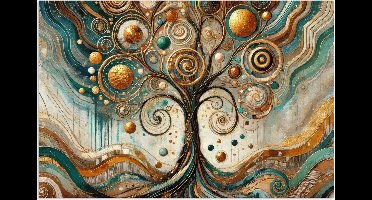 Poster 30x20 cm - Levensboom - Boom - Abstract - Modern - Posters - Kamer decoratie - Wanddecoratie woonkamer - Muurdecoratie slaapkamer