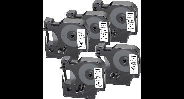 Label Tape Geschikt voor Dymo 45013 D1 - Zwart op Wit | 12 mm x 7 m | S0720530 - 5 stuks - Geschikt voor: 100 100Plus 120P 150 160 200 210D 220P 260P 280 300 350 350D 360D 400 400Duo 420P 450 450D 450Duo 500Ts PnP Mobile labeler PC PC2