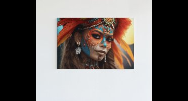 Canvas Schilderij Vrouw - Vrouw met Rode Haar - 120x80x2 cm