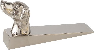 Deurstopper hondje zilver aluminium Boltze 15 cm