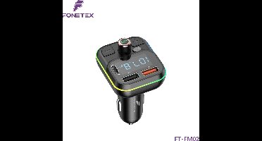 FoneTex Bluetooth FM Transmitter - Auto Lader - Carkit - Handsfree - MP3 - 2x USB - 1x USB-C - Snel Lader - Audio Receiver