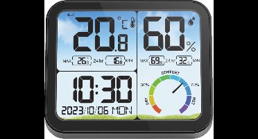 Digitale Thermo Hygrometer - Luchtvochtigheidsmeter - Hygrometer met 3 Niveau indicators - Weerstation - 24uurs gemiddelde