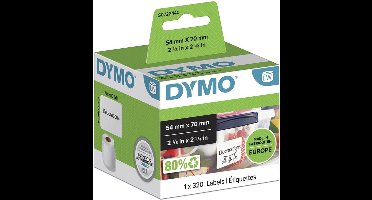 2 x Dymo LabelWriter etiket 99015 - S0722440 - multifunctioneel 54x70mm - rol 320 st - wit - origineel
