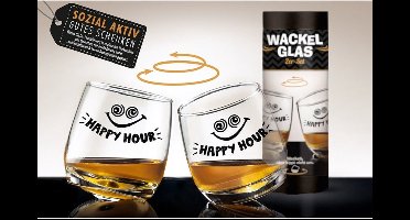 Whiskey -wiebelglazen - 2xset - "HAPPY HOUR" - cadeau verpakking