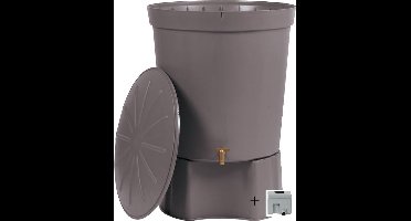 Graf regenton Lanzarote 300 L -met kraantje-met voet-met vulautomaat voor rechthoekige regenpijp
