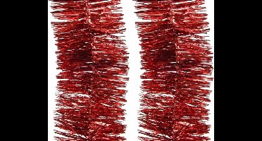 Decoris Kerstslinger - 4x - rood - lametta - 270 cm - glanzend - guirlande - kerstboomslinger