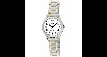Q&Q C05A-004PY - Horloge - Analoog - Vrouwen - Dames - Stalen band - Rond - Metaal - Cijfers - Zilverkleurig - Goudkleurig - Wit