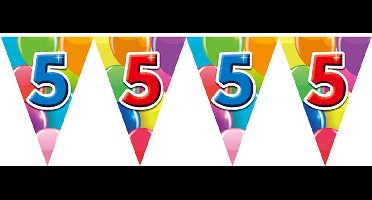 Vlaggenlijn 5 jaar 10 meter - Verjaardag Feestje Vlag Vlaggen Versiering Slinger Feestdecoratie Decoratie