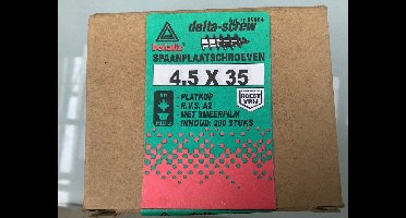 Deltafix spaanplaatschroef platkop / kruiskop r.v.s. a2 4.5 x 35 mm 200 st.