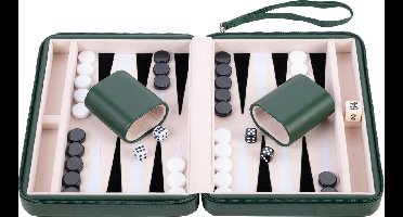Backgammon 9", groene zipper, creme/ zwart/ wit