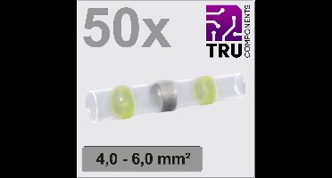 TRU COMPONENTS TC-12888428 Stootverbinder Met krimpkous 4 mm² 6 mm² Volledig geïsoleerd Geel 50 stuk(s)