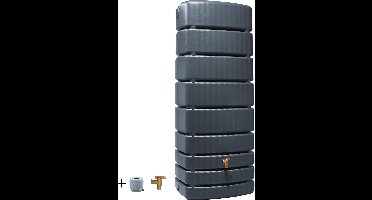 Graf regenton Slim 500 L -grafietgrijs- met kraantje - met vulautomaat voor ronde regenpijp